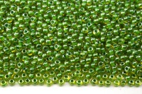Бисер чешский PRECIOSA круглый 10/0 81358 янтарный прозрачный, зеленая линия внутри, 1 сорт, 50г