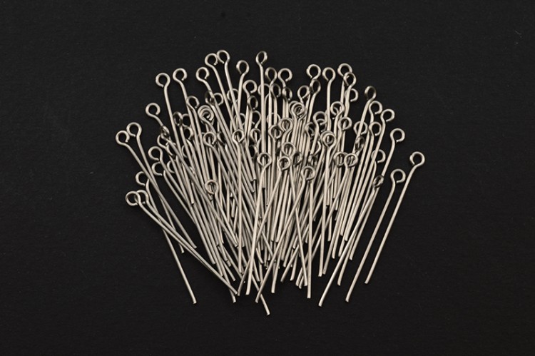 Штифты для бижутерии с петелькой 30х0,7мм, отверстие 2мм, цвет стальной, хирургическая сталь, 30-051, 10г (около 95шт) Штифты для бижутерии с петелькой 30х0,7мм, отверстие 2мм, цвет стальной, хирургическая сталь, 30-051, 10г (около 95шт)