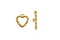 Замок тогл Сердце 14х12х2мм/19х4х2мм, отверстие 1,2мм, цвет золото, латунь, 18К позолота, 12-132, 1 комплект