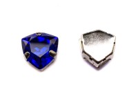 Кристалл Триллиант в оправе 12мм, цвет dark blue/серебро, стекло, 43-332, 1шт