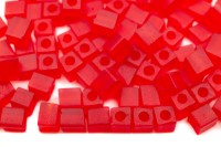 Бисер японский Miyuki Cube кубический 4мм #0140F светлый красный, матовый прозрачный, 10 грамм