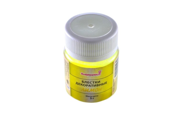 Декоративные блестки Выдумщики, цвет лимон, 5 грамм, 1025-034, 1 уп Декоративные блестки Выдумщики, цвет лимон, 5 грамм, 1025-034, 1 уп