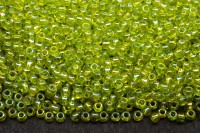 Бисер японский TOHO круглый 11/0 #0164 зеленый лайм, радужный прозрачный, 10 грамм