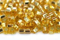 Бисер японский TOHO Cube кубический 4мм #0022B топаз, серебряная линия внутри, 5 грамм