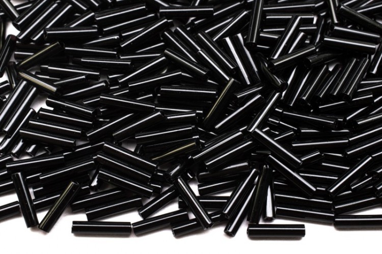 Бисер японский Miyuki Slender Bugle 1,3х6мм #0401-R черный, непрозрачный, около 13 грамм Бисер японский Miyuki Slender Bugle 1,3х6мм #0401-R черный, непрозрачный, около 13 грамм