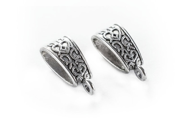 Держатель для кулонов 18х8х7мм, отверстие 12х4,5 и 1мм, цвет античное серебро, сплав металлов, 03-019, 2шт Держатель для кулонов 18х8х7мм, отверстие 12х4,5 и 1мм, цвет античное серебро, сплав металлов, 03-019, 2шт