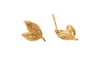 Основа для серег Листья 15х11мм, штифт 10х1мм, отверстие 1мм, цвет золото, медь, 21-107, 1 пара