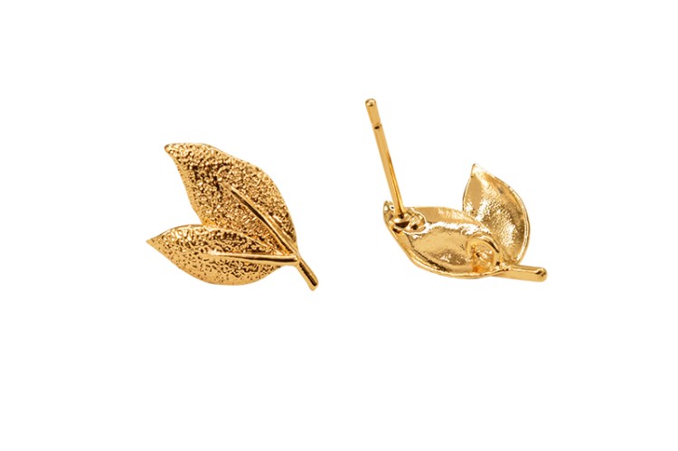 Основа для серег Листья 15х11мм, штифт 10х1мм, отверстие 1мм, цвет золото, медь, 21-107, 1 пара Основа для серег Листья 15х11мм, штифт 10х1мм, отверстие 1мм, цвет золото, медь, 21-107, 1 пара