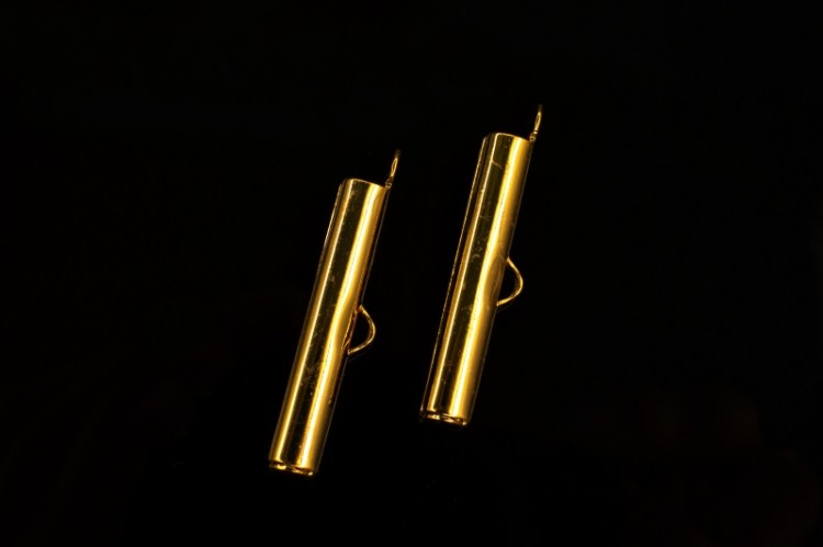 Концевик-трубочка с петелькой 25х6мм, внутренний диаметр 3,2мм, отверстие 1,5х2мм, цвет золото, 04-177, 2шт Концевик-трубочка с петелькой 25х6мм, внутренний диаметр 3,2мм, отверстие 1,5х2мм, цвет золото, 04-177, 2шт