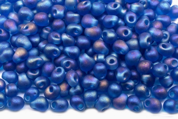Бисер MIYUKI Drops 3,4мм #0149FR синий капри, матовый радужный прозрачный, 10 грамм Бисер MIYUKI Drops 3,4мм #0149FR синий капри, матовый радужный прозрачный, 10 грамм