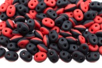 Бусины SuperDuo 2,5х5мм, отверстие 0,8мм, цвет 93298/84110 черный/красный матовый, 706-244, 10г (около 120шт)