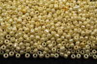 Бисер китайский круглый размер 12/0, цвет 0964 бежево-жёлтый непрозрачный блестящий, 450г