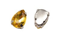 Кристалл Капля 10х7мм пришивной в оправе, цвет золотой, стекло, 43-116, 2шт