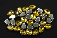 Кристалл Капля 10х7мм пришивной в оправе, цвет золотой, стекло, 43-116, 2шт