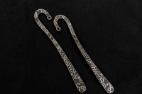 Закладка для книги Флора 119х20х2,5мм, отверстие 2мм, цвет античное серебро, сплав металлов, 05-008, 1шт