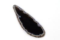 Срез Агата природного, оттенок чёрный, 91х32х6мм, отверстие 2мм, 37-412, 1шт