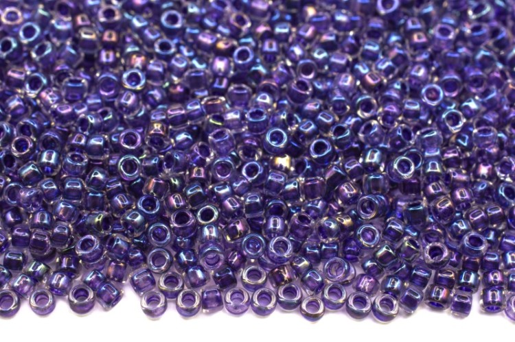 Бисер японский TOHO круглый 15/0 #0181 хрусталь/танзанит радужный, окрашенный изнутри, 10 грамм Бисер японский TOHO круглый 15/0 #0181 хрусталь/танзанит радужный, окрашенный изнутри, 10 грамм