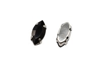 Кристалл Наветт 10х5мм пришивной в оправе, цвет черный, стекло, 43-182, 2шт
