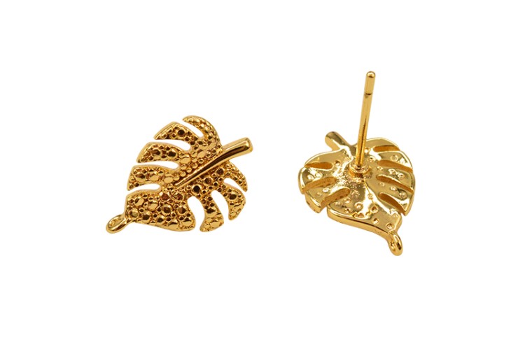 Основа для серег Листик 14х10мм, штифт 10х1мм, отверстие 1мм, цвет золото, медь, 21-104, 1 пара Основа для серег Листик 14х10мм, штифт 10х1мм, отверстие 1мм, цвет золото, медь, 21-104, 1 пара