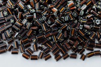 Бисер чешский PRECIOSA ОБЛОНГ 3,5х5мм 17140 коричневый, серебряная линия внутри, 50г