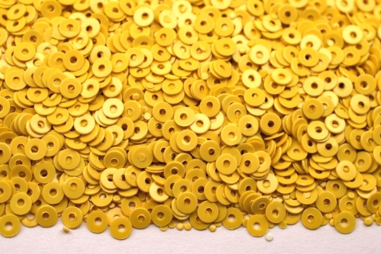 Пайетки круглые 3мм плоские, цвет 05 желтый, пластик, 1022-129, 10 грамм Пайетки круглые 3мм плоские, цвет 05 желтый, пластик, 1022-129, 10 грамм