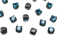 Шатоны Preciosa Maxima 4мм в оправе, цвет indicolite DF/bronze, 63-187, 10шт