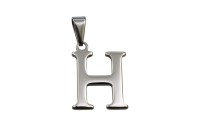 Подвеска-буква H 20х16х1,8мм, отверстие 3х7мм, цвет стальной, хирургическая сталь, 22-511, 1шт
