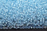 Бисер чешский PRECIOSA круглый 10/0 58562 радужный прозрачный, голубая линия внутри, 2 сорт, 50г