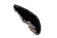 Срез Агата природного, оттенок чёрный, 89х30х5мм, отверстие 2мм, 37-417, 1шт