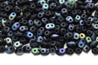 Бусины SuperDuo 2,5х5мм, отверстие 0,8мм, цвет 23980/28771 черный матовый AB, 706-010, 10г (около 120шт)