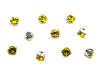 Шатоны Preciosa Maxima 3,2мм в оправе, цвет citrine DF/silver, 63-211, 10шт