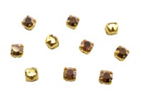 Шатоны Preciosa Maxima 3,2мм в оправе, цвет crystal DF Capri Gold/gold, 63-220, 10шт