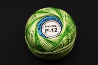 Нитки Ирис меланж, цвет Р-12 зеленый/белый, 82м/10г, хлопок 100%, 1шт