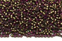 Бисер японский TOHO круглый 15/0 #2204 оливин/розовый матовый, окрашенный изнутри, 10 грамм