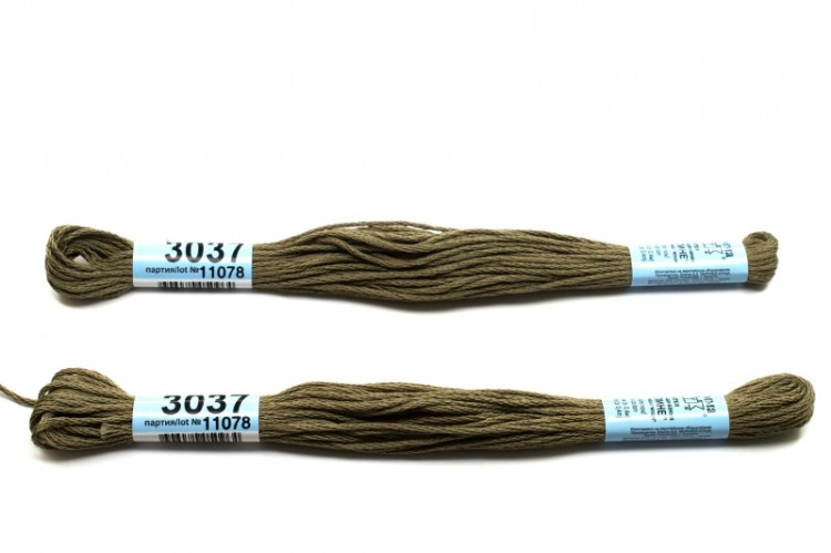 Гуленьки（Gulenki） Купить Мулине Gamma, цвет 3037 хаки, хлопок, 8м, 1шт
