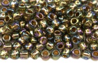 Бисер японский TOHO круглый 6/0 #0999 черный алмаз радужный, золотая линия внутри, 10 грамм