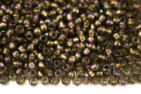 Бисер японский TOHO круглый 6/0 #0999 черный алмаз радужный, золотая линия внутри, 10 грамм