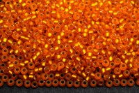 Бисер японский MIYUKI круглый 11/0 #0008F оранжевый, матовый, серебряная линия внутри, 10 грамм