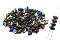 Бусины GemDuo 8х5мм, отверстие 0,8мм, цвет 23980/21455 зеленый ирис, 709-215, 10г (около 64шт)