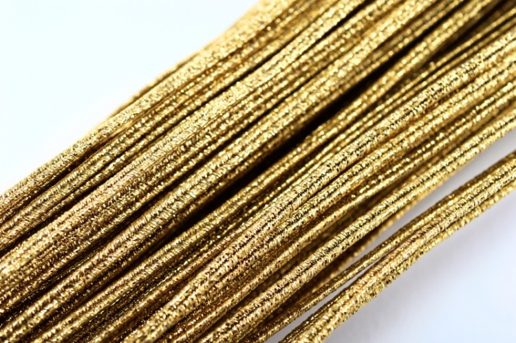 Шнур сутажный 3,5мм, цвет золото №100155 с метанитью, 1 метр Шнур сутажный 3,5мм, цвет золото №100155 с метанитью, 1 метр