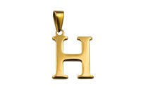 Подвеска-буква H 20х16х1,8мм, отверстие 3х7мм, цвет золото, хирургическая сталь, 22-489, 1шт