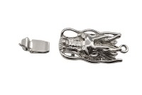 Замок-защелка Голова дракона 30,5х14х7мм, отверстие 2мм, цвет платина, латунь, 06-047, 1шт