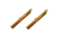 Концевик-трубочка с петелькой 35х6х4мм, внутренний диаметр 3мм, отверстие 3,5 мм, цвет золото, хирургическая сталь, 18k позолота, 04-080, 2шт