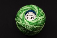 Нитки Ирис меланж, цвет Р-11 зеленый/светло-зеленый, 82м/10г, хлопок 100%, 1шт