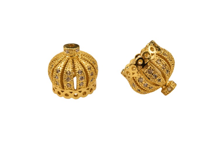 Концевик Корона 13х13,5мм, внутренний диаметр 9,2мм, отверстие 1мм, цвет золото, латунь/стразы цирконий, 01-084, 2шт Концевик Корона 13х13,5мм, внутренний диаметр 9,2мм, отверстие 1мм, цвет золото, латунь/стразы цирконий, 01-084, 2шт