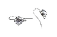 Швензы-крючки 26х10х5мм, отверстие 2мм, цвет платина, латунь/цирконий, 21-096, 1 пара