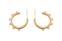 Основа для серег 26х20мм, штифт 11х1мм, отверстие 1,5мм, цвет золото, медь/цирконий, 21-112, 1 пара