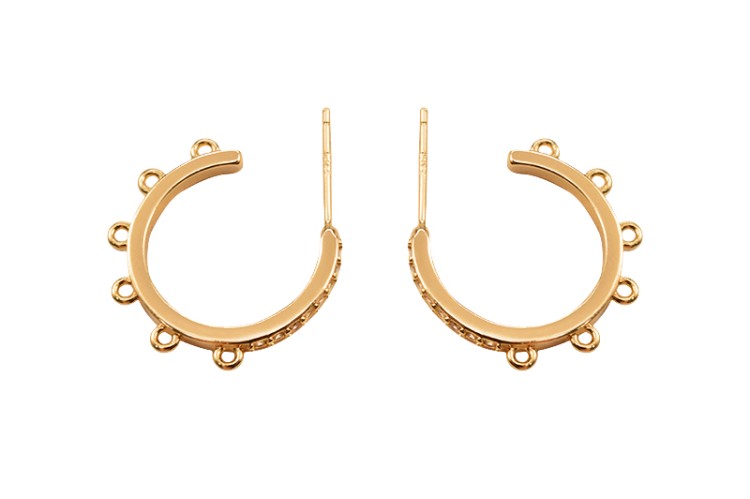 Основа для серег 26х20мм, штифт 11х1мм, отверстие 1,5мм, цвет золото, медь/цирконий, 21-112, 1 пара Основа для серег 26х20мм, штифт 11х1мм, отверстие 1,5мм, цвет золото, медь/цирконий, 21-112, 1 пара