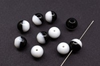 Бусина круглая 8мм, цвет черно-белый, полупрозрачная, стеклянная, 735-039, 10шт