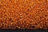 Бисер китайский круглый размер 12/0, цвет 0228 прозрачный, оранжевая линия внутри, радужный, 450г